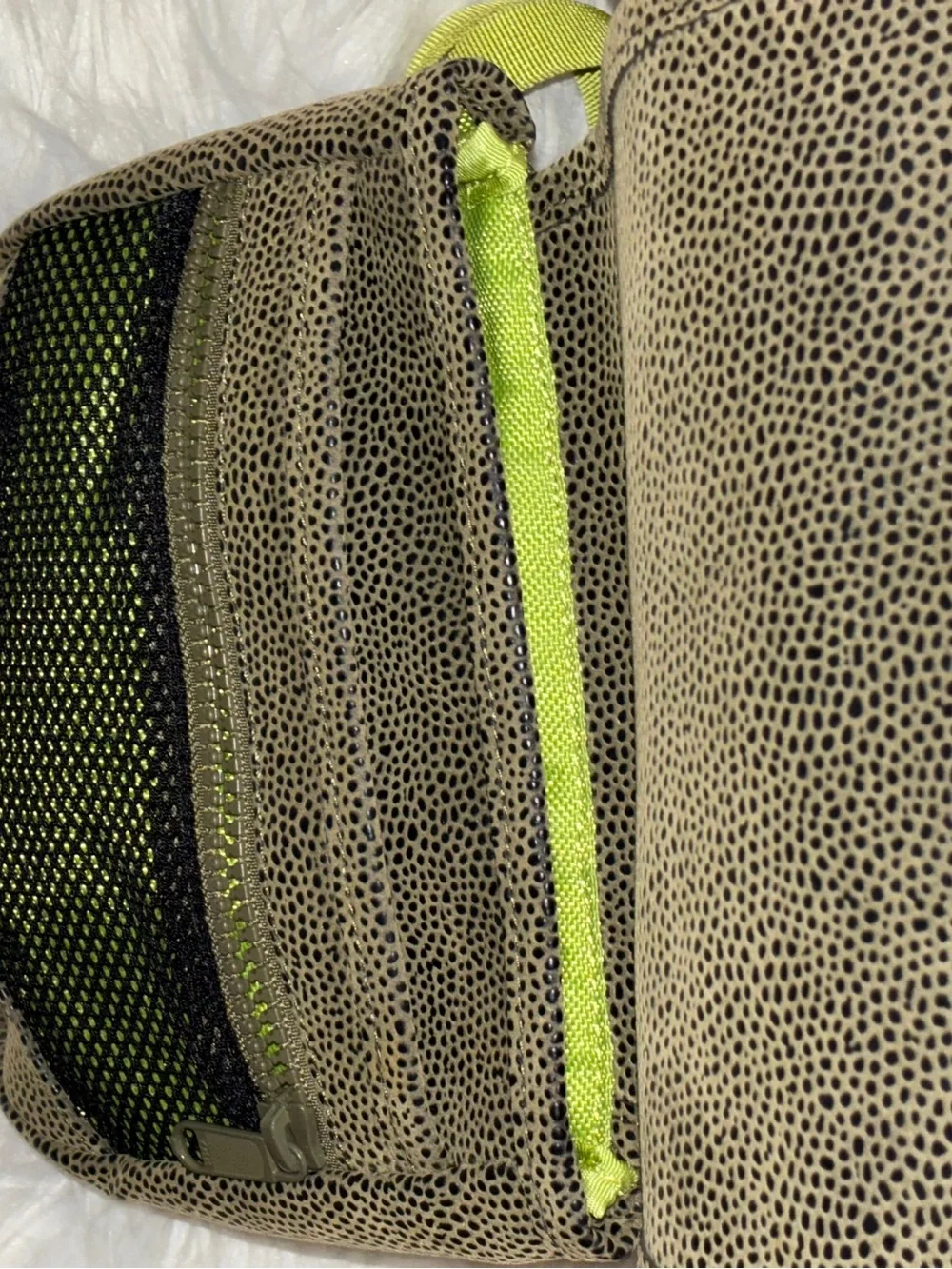 Haiku Olive Crossbody‎ Bag with Lime Strap with Embroidery